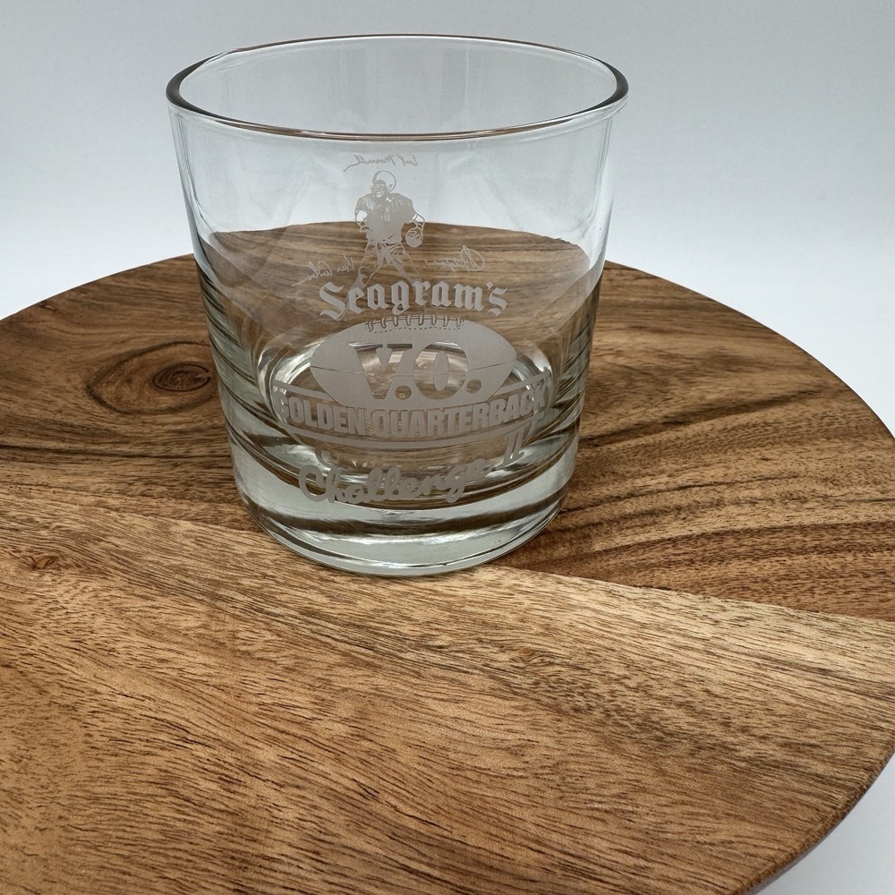 Seagram's VO Golden Quarterback Challenge Glass Vintage Whiskey Rocks Barware